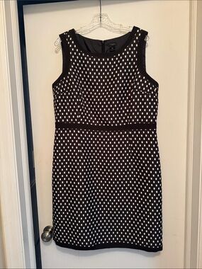 Ann Taylor Factory Black and White Sleeveless Square-Print Sheath Dress
